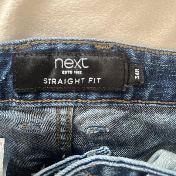 Mens Next Jeans Size 34R Blue Denim Straight Fit Pants W34 L31 - Picture 6 of 11